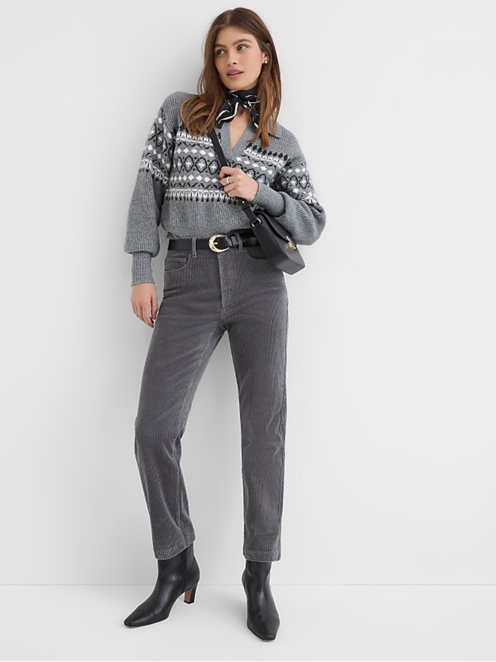 LOFT Grey Corduroy Straight-Leg Jeans Size 4